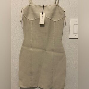 Aritzia Strapless Dress in Matte Pearl